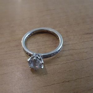 Diamonique sterling silver white gold ring size 9